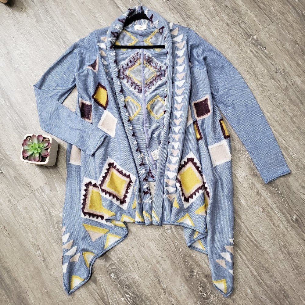 Fiets Voor * Southwest Print Wool Blend Cardi Sz L